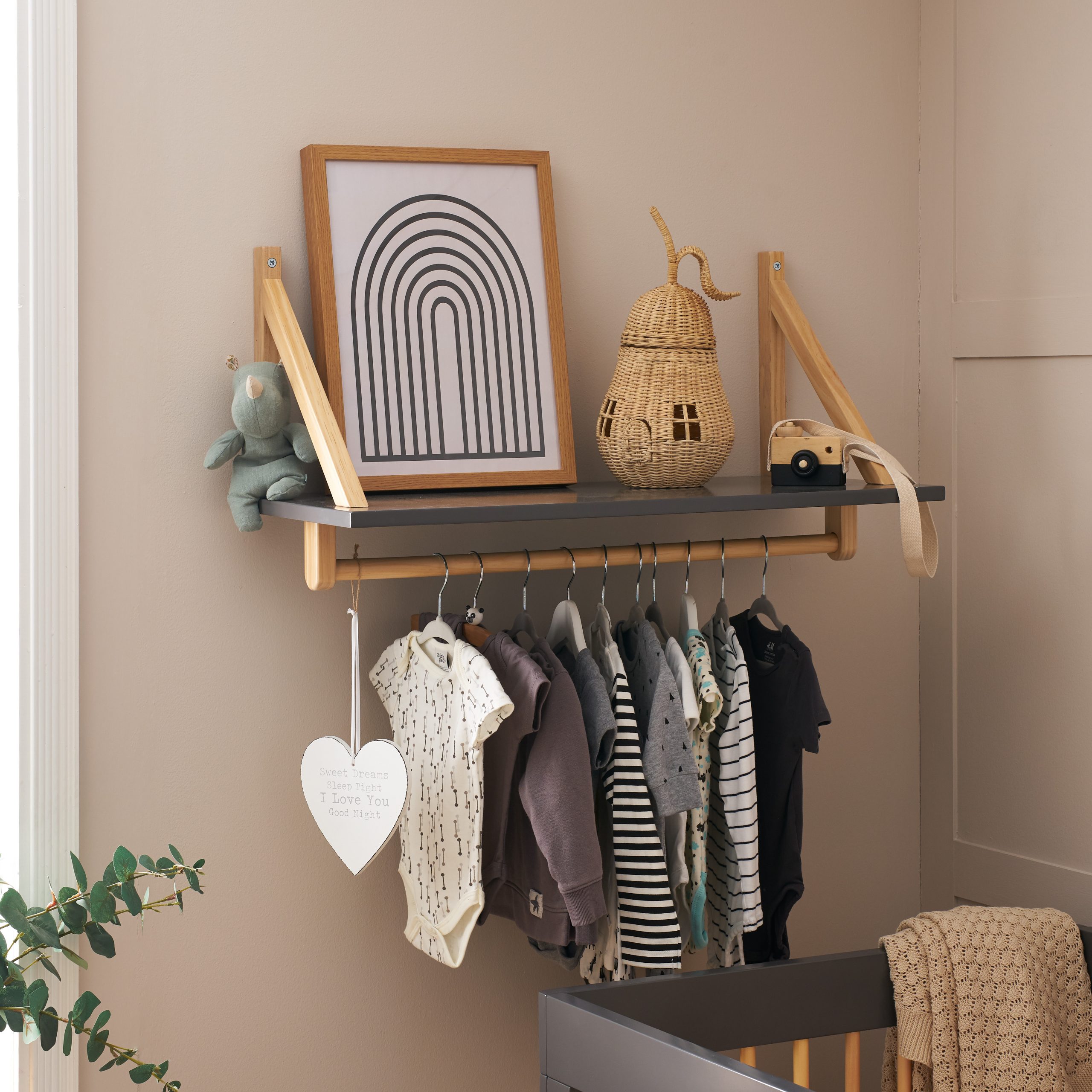 Shelf with clothes rail underneath sale